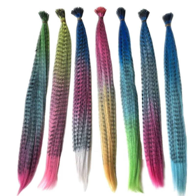 18inch 0.5g Ombre Color Grizzly zebra Line Synthetic Hair Extensions for Party I Tip Hair