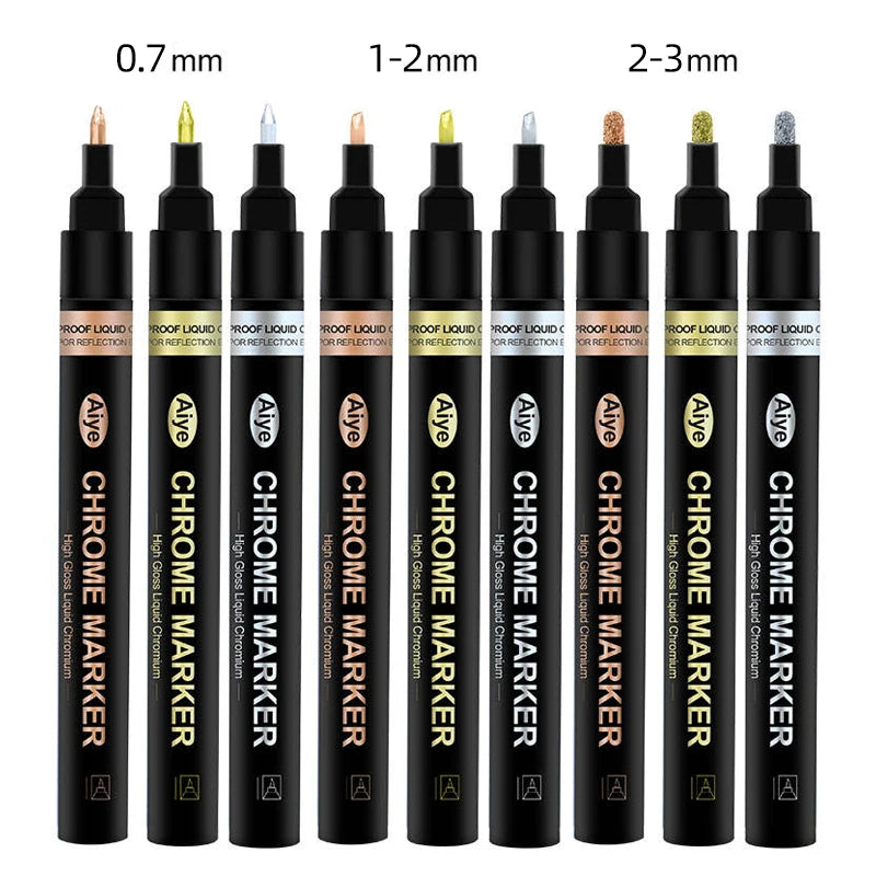 Factory Price Mirror Paint Chrome Pen Finish Metallic Craftwork Permanent Mirror Marker Pen Chrome Marker