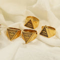 Nabest Waterproof Stainless Steel Evil Eyes Ring Jewelry Women 18k Gold Plated Chunky Vintage Punk Rings