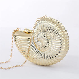 Fashion Conch Shape Gold Acrylic Women Clutch Purse Evening Bags Ladies