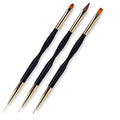3 Pcs Dual End Nail Art Pen Brush Dual End Acrylic round Flat Painting Drawing Liner Nail Tools Made of Durable Nylon