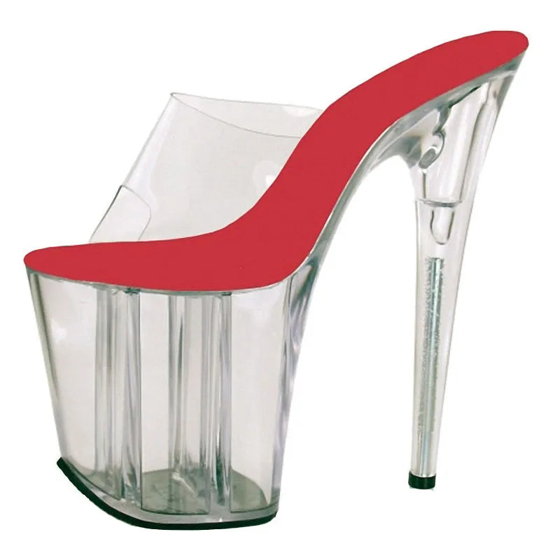 New Transparent Crystal Sequin Black 20 cm Elegant High-heeled slippers 8 Inch Super High-heeled Pole Dance High-heeled Shoes