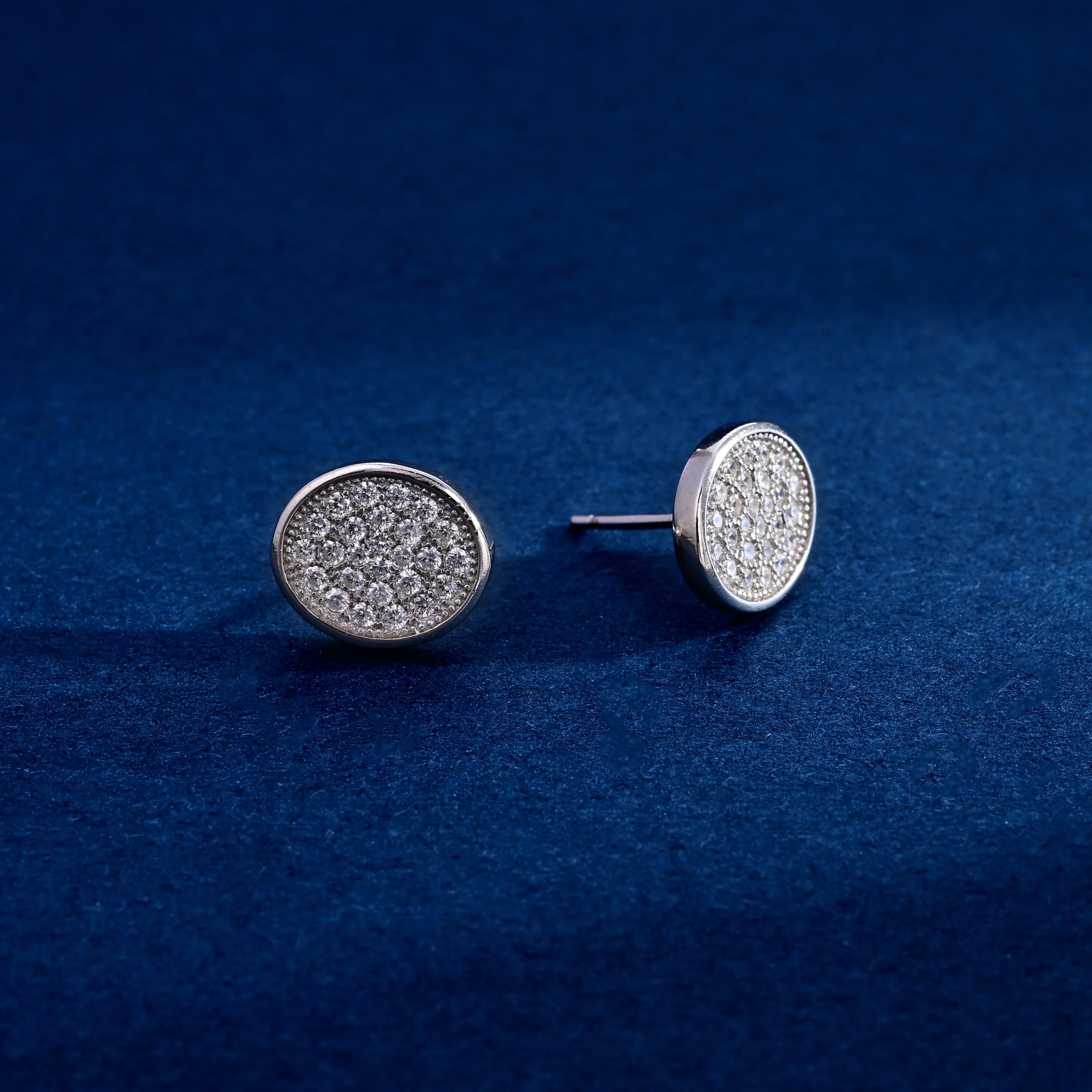 Wholesale Earrings Jewelry Rhodium Plated Cubic Zirconia Oval Shape Stud Earring 925 Sterling Silver Fine Jewelry Earrings