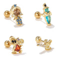 SP New Arrived Cute Princess Stud Earrings Gold Plated Rhinestone Zircon Earring Screw Ball Backing