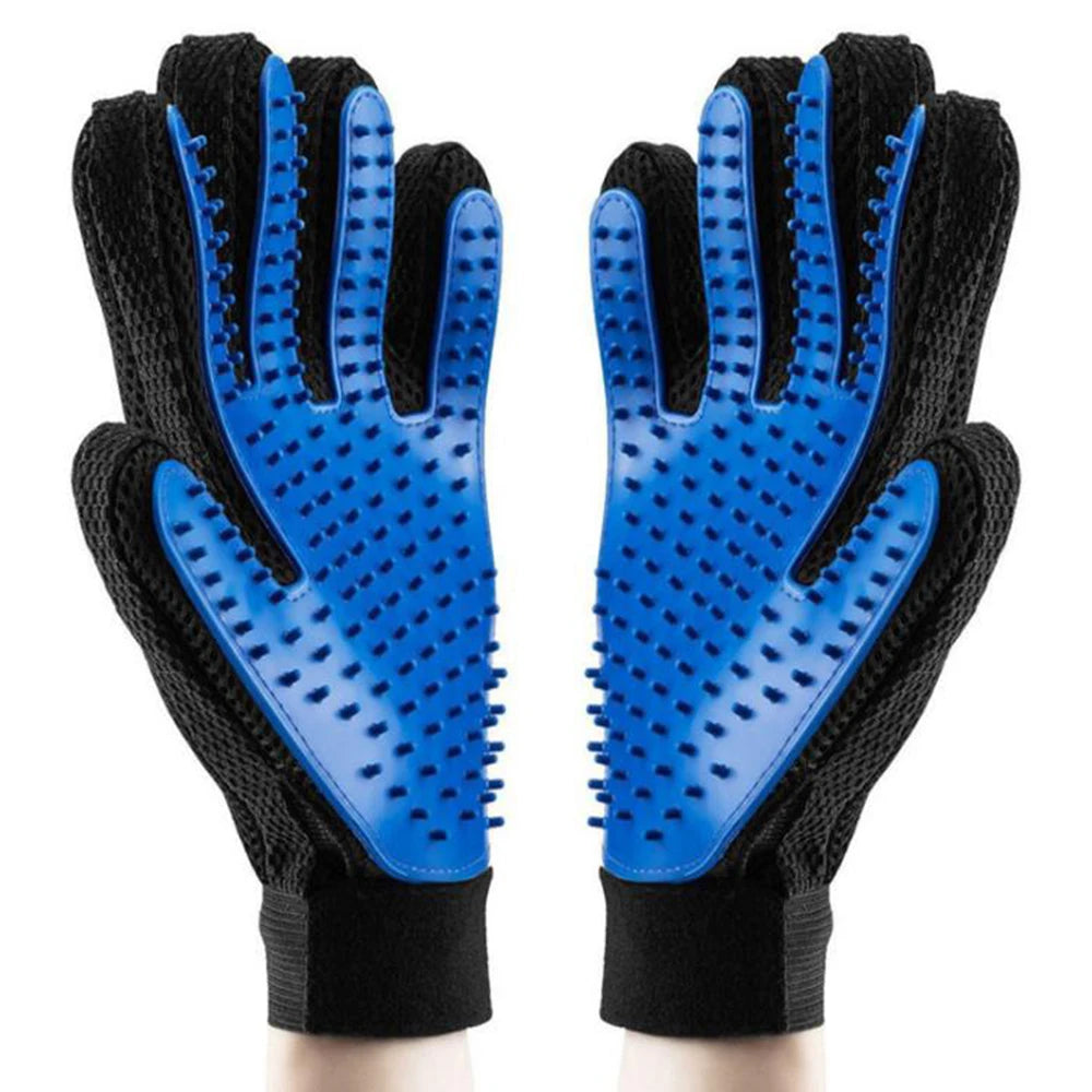Efficient Five Finger Design Glove Gentle Deshedding Pet Grooming Brush for Long & Short Fur Cats & Dogs Made of Plastic