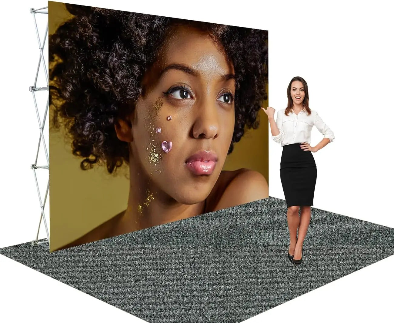 Custom Design Portable Tension Fabric Display Stand Exhibition Backdrop Trade Show Pop up Display