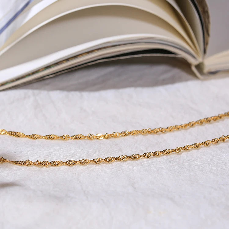 Customize Dainty Fashion Women Jewelry Accessories 18K Gold Plated Stainless Steel Choker Clavicle Charm Chain Necklace