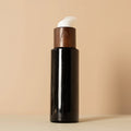 100ml Flat Black Glass Jar with Wood Pump Head for Body Cream Essential Oils Diffuser Serum Cleanser and Other Flat Emulsions
