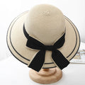 New Summer Sun Straw Hat Women Bow Beach Fisherman Hats Wide Brim Panama Hat Foldable
