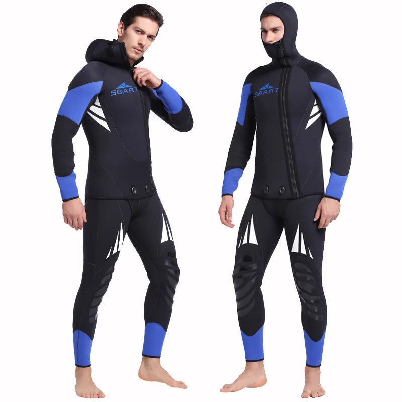 Sbart Mens Wetsuit Neoprene 5mm Wet Suit 2 Piece Sets Full Body Long Sleeve Diving Suit 5MM Neoprene Diving Spearfishing Wetsuit