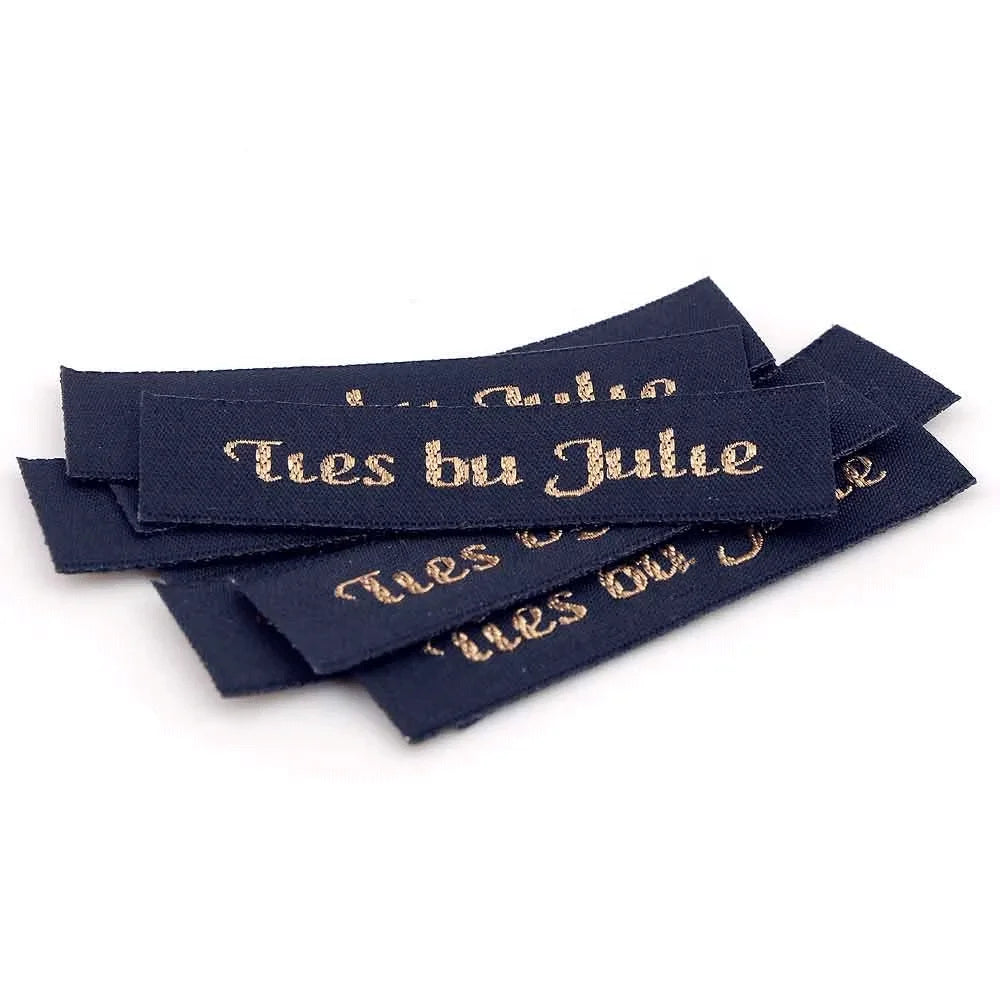 Custom Logo Eco-Friendly High-Density Woven Clothing Labels for Bags & Shoes Recyclable Polyester Neck Label-Wholesale