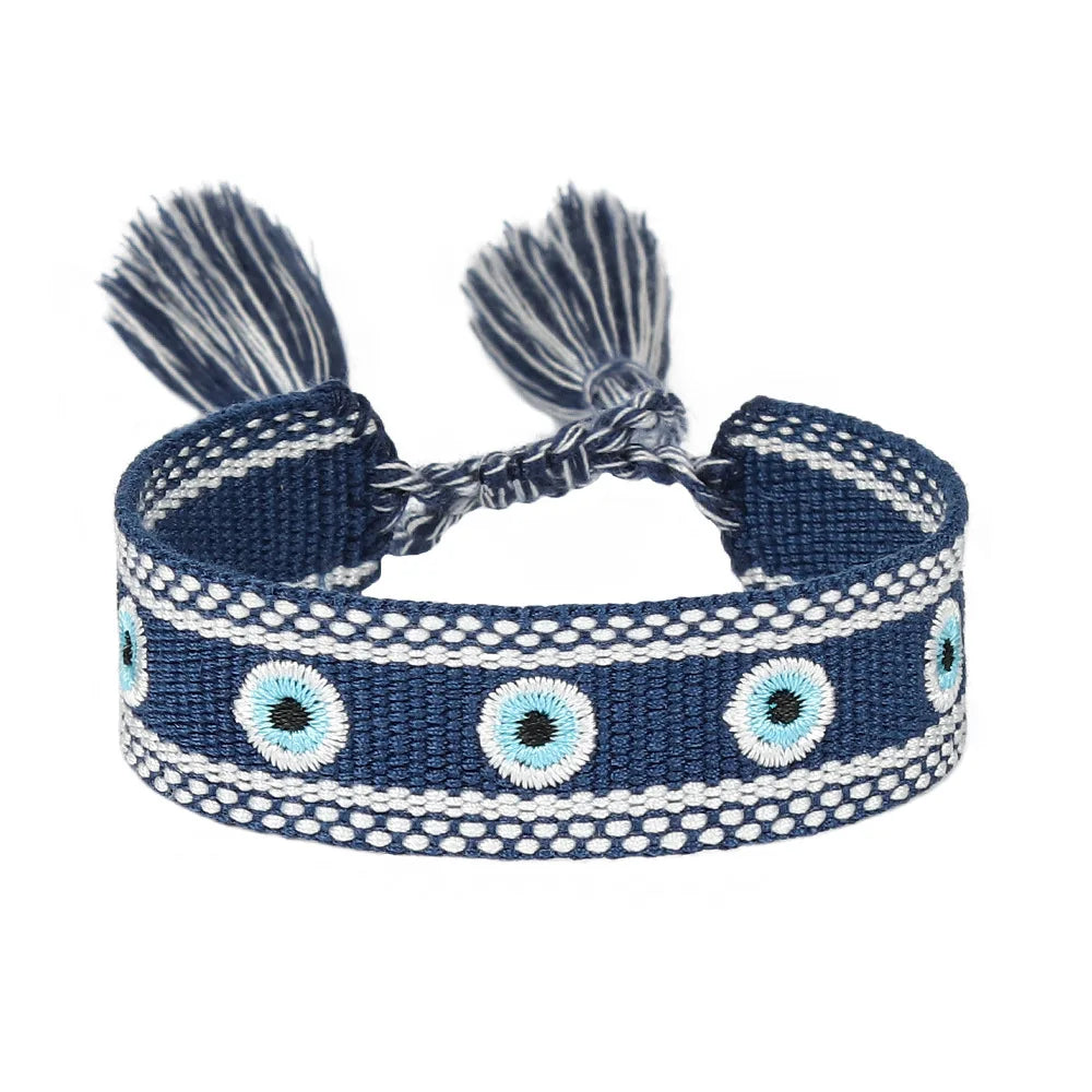 Evil Eye Braided Bracelet Women Fashion Lucky Eyes Hand-woven Tassel Braid Bracelet