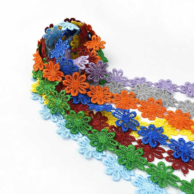 Meetee PH076 2.5cm Flowers Water Soluble Eco-Friendly 18 Colors Embroidery Lace Diy Garment Crafts Sewing Accessories Clothing