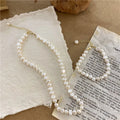 SC Korean Retro Real Natural Pearl Beaded Necklace Teen Girls Luxury Bright Irregular Baroque Pearl Choker Necklace for Women