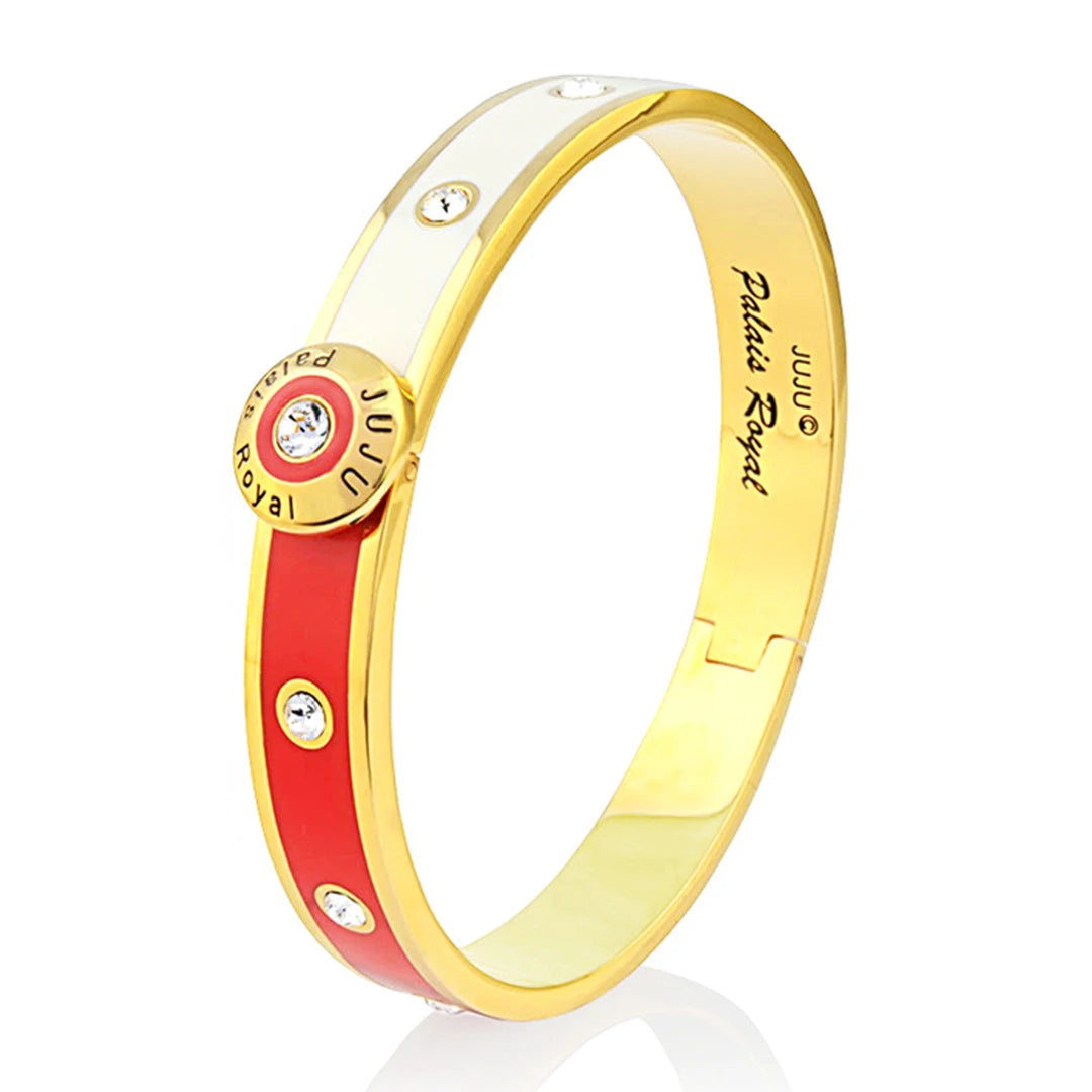Quality Guaranteed Bracelet Round Shape Button Fashion and Luxury Personalized Crystal Enamel Bangle Custom