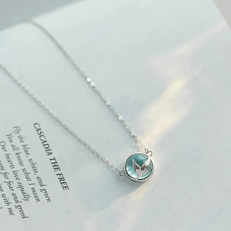Hot Sell 925 Sterling Silver Shell Accessories Trend Personality Fishtail Pendant Choker Necklace