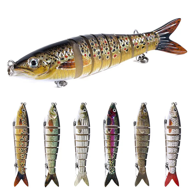 Wholesale JM042 12.5cm 22g Artificial Hard Baits 8 Sections Multi Jointed Minnow Fishing Lures