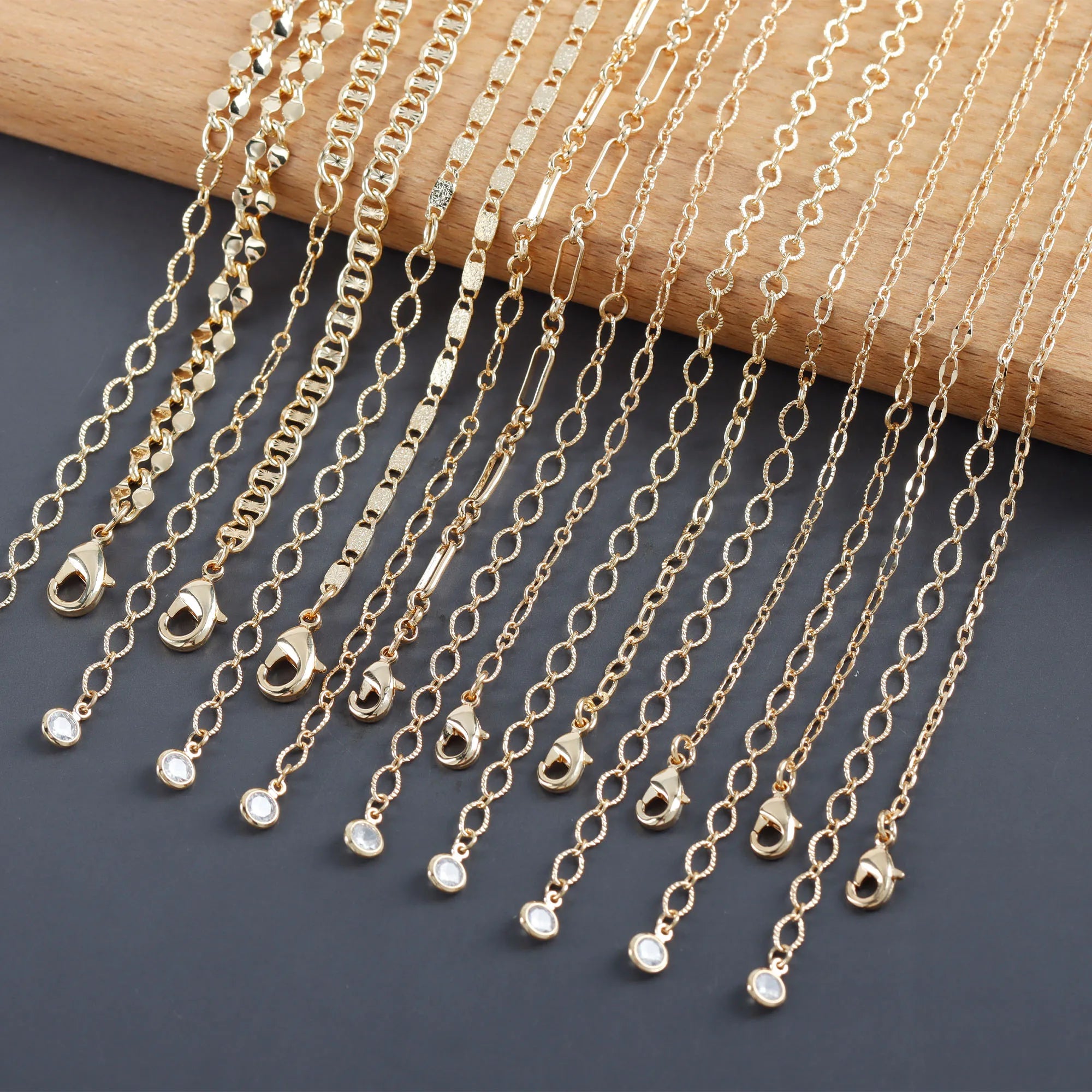 M1053 1pcs/lot Classic Choker Necklace 18K Gold Plated Long Link Chain Women DIY Jewelry Accessories for Anniversary