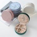 Small round Travel Jewellery Boxes with Custom Logo Velvet Storage Case for Necklace Ring Organizer for Women