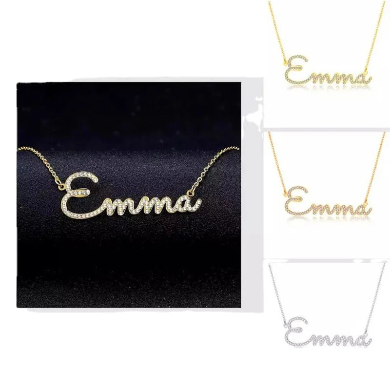 Lateefah OEM Any Name Custom Necklace for Women Zirconia Necklace Personalized Stainless Steel Jewelry