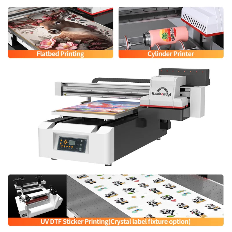 2025 Newest Rainbow Nano 9 A1 UV Inkjet Printer Flatbed Color for Card Clothes PVC Phone Cases Rotary Plastic Label Printing