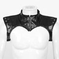 Mens PU Leather Back Lace-up Shoulder Armor Clubwear Punk Costume Chest Harness Tops With Buckles