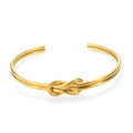Women's Trendy Minimalist Stainless Steel 18K Gold Open Cuff Bracelet Tarnish-Free Nickel-Free Lead-Free Jewelry Knot Bangle