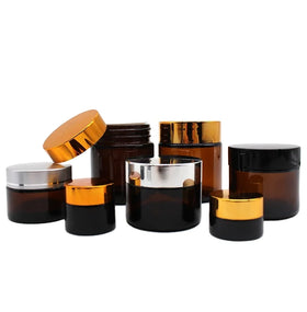 5g 10g 15g 20g 30g 50g 100g Amber Green Glass Jars with Screw Cap for Customized Food & Cosmetics Packaging