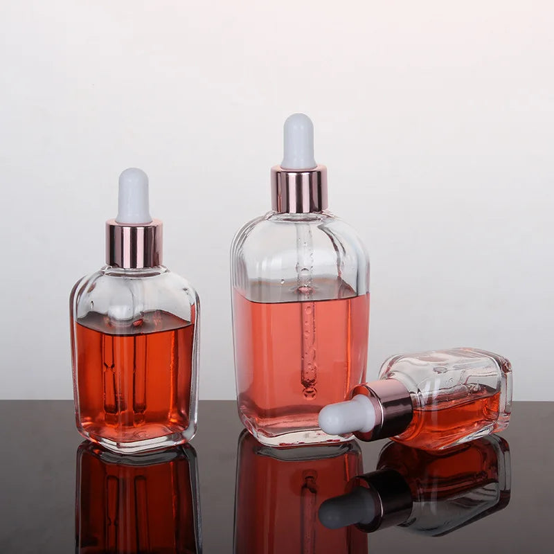 10ML 20ML 30ML 50ML 100ML Square Bottom  Glass Cosmetic  Separate Bottling Travel Portable Essential Oil Dropper Bottle