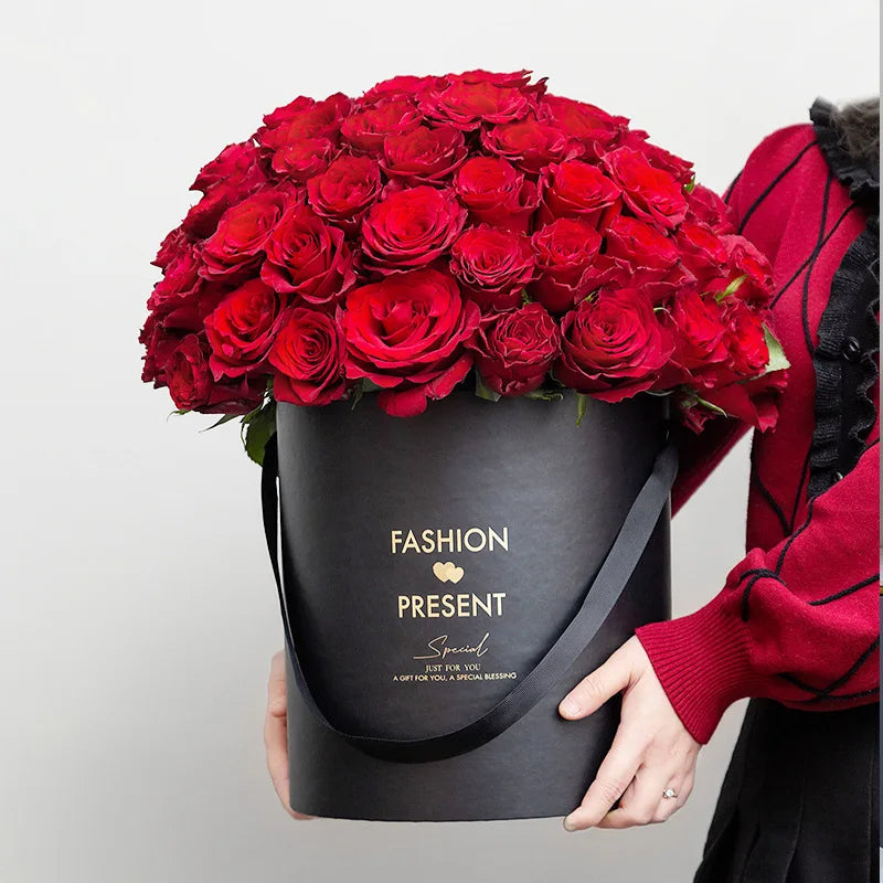 Wholesale 2023 Custom Size Matte Paper Cylinder Box Embossed Design with Mushroom Rose Flower for Valentines Day Gift Packaging