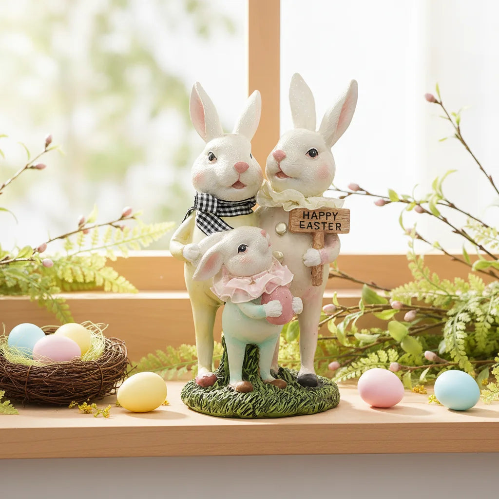 Easter Bunny Resin Transparent Gold Modern Decorative Craft Gift Ornament for Import Buyers