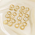Ins Boho White Shell Dangle Earrings Heart/Star/Cross/Devil's Eye Fashion 14K Gold Plated Stainless Steel Earrings for Her