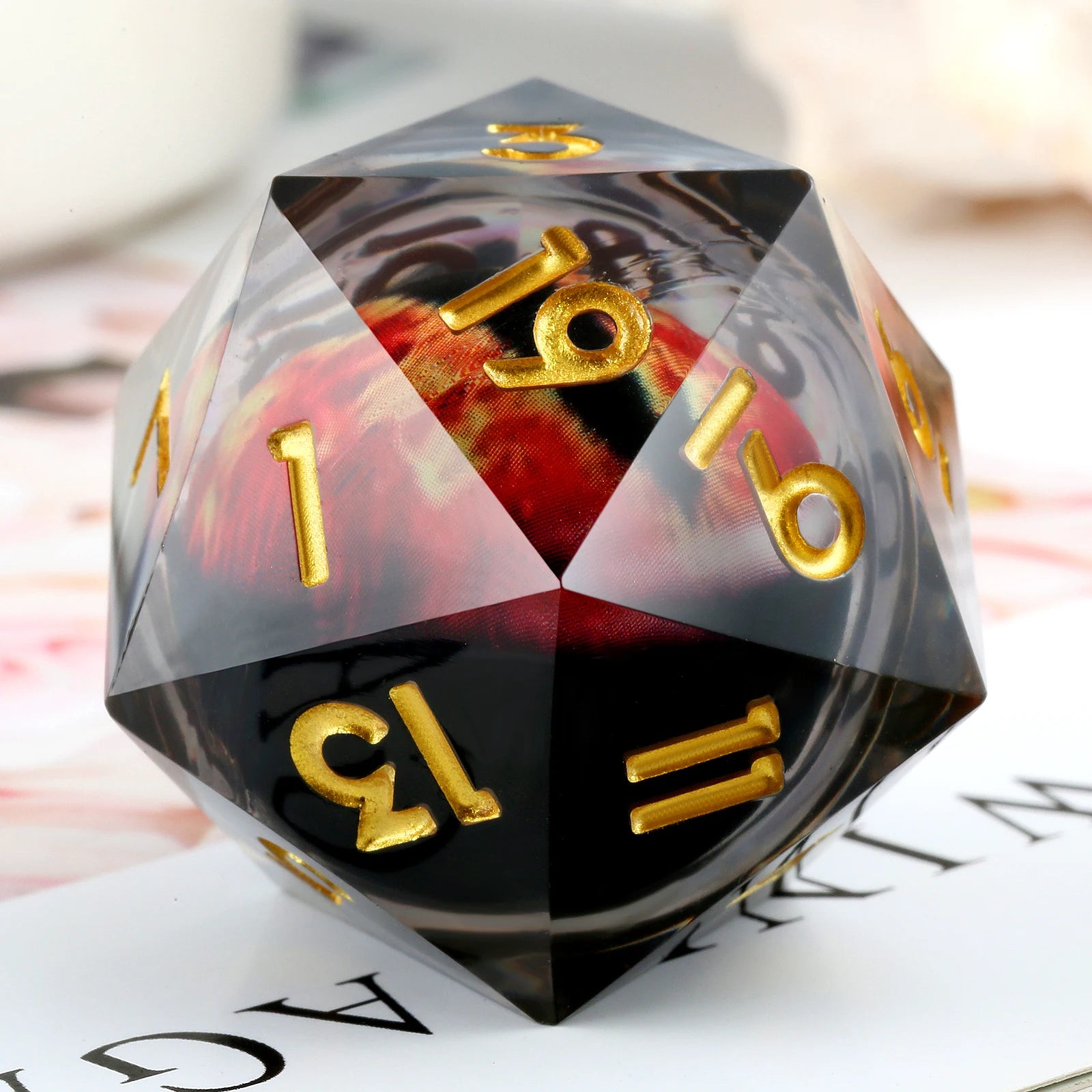 Custom Large 33mm Resin D20 Dice with Dragon Eye Design Liquid Core 20-Sided Polyhedral for DND Games