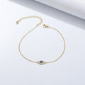 Women Classic Design Jewelry 925 Sterling Silver Cubic Zirconia Blue Eye Link Chain Bracelet