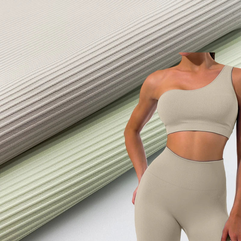 Compression Encapsulation Ribbed Strip Knit Nylon Spandex High Strength Elastic Fabric for Gym Bras and Leggings