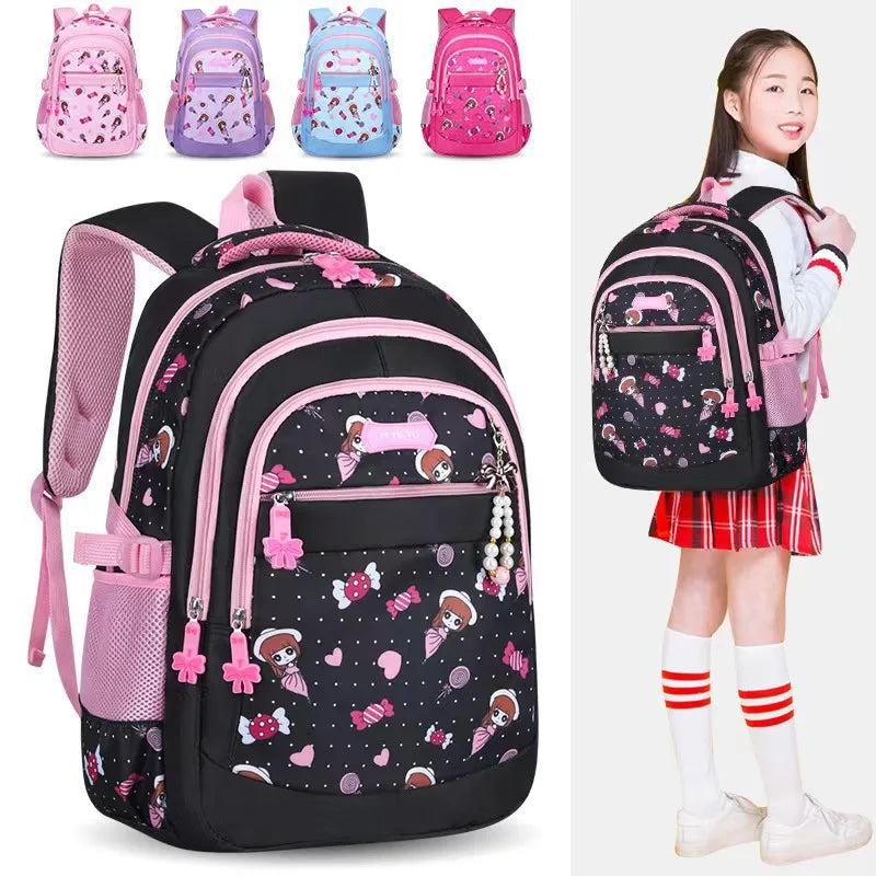 Manufacture Cute Cartoon School Bags for Girls Children Kids Backpack with Letter Pattern