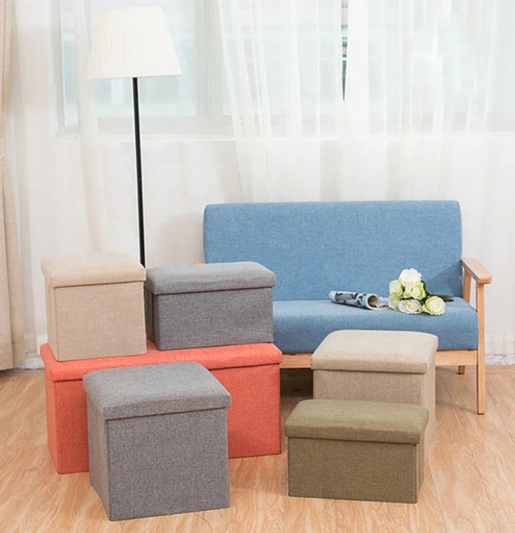 Factory Price Foldable Chest Sofa Ottoman Storage Hotel MDF Storage Fabric Stool Sleeper Bench Footrest for Living Room