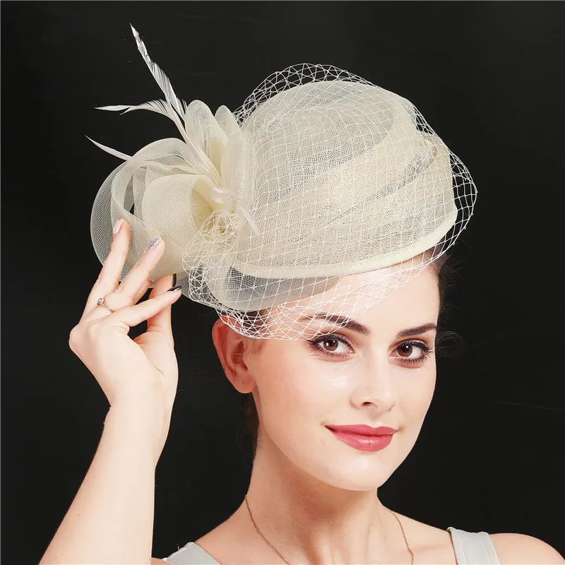 Sinamay Mesh Veil Tea-Party Kentucky Derby Pillbox Church Hats for Ladies Wedding Cocktail Fascinators for Women Formal Hats