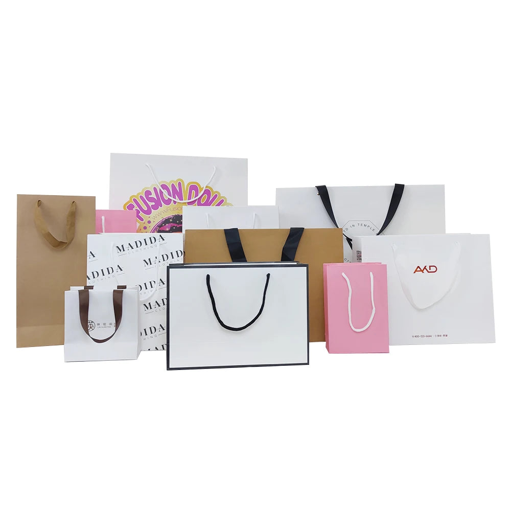 Paper Bag for Clothing Luxury Packaging Clothing Business Custom Logo White Wholesale Clothing Offset Printing Art Paper Accept