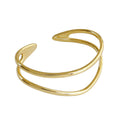 VIANRLA Sterling Silver 925 Bangle Double Layer Wave Open Cuff Bangle for Women
