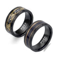 POYA 8mm Hammered Rings Black Tungsten Mens Unite Meteorite Galaxy Wedding Ring for Men