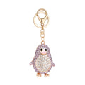 Cute Diamond Crystal Cartoon Penguin Keyring Blue Pink Purple Rhinestone Penguin Keychain for Gift