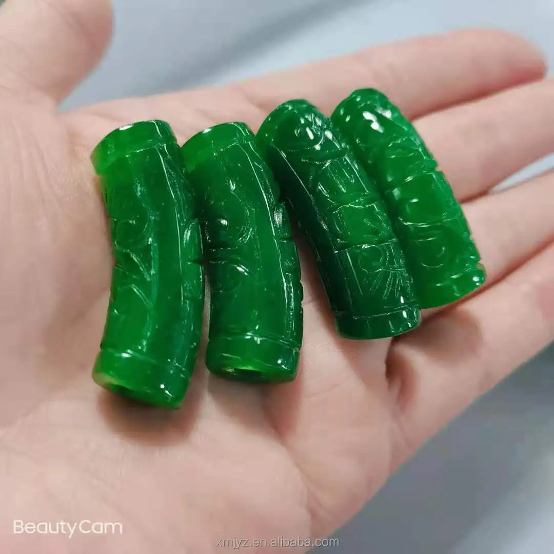 Certified Dry Green Jade Jade Hand Row Accessories Jade Color Iron Dragon Green Turn Bead Diy Bracelet for Men and Women