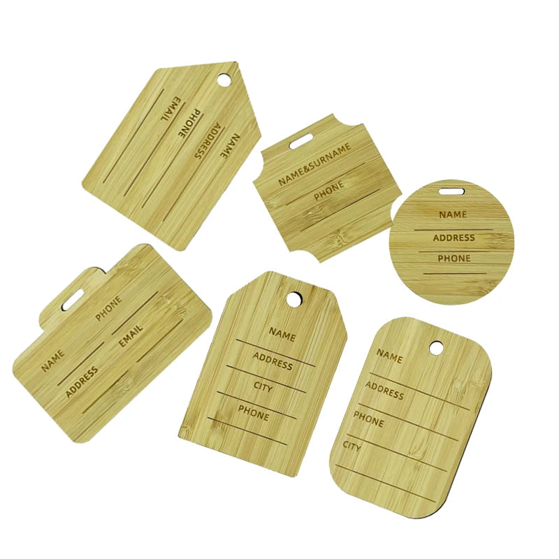 Wholesale Eco-Friendly Bamboo Craft Luggage Tag Customized Logo & Size Carved Handcrafted Souvenirs Gifts