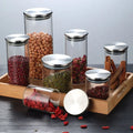 Sealed Airtight Canister Tea Coffee Beans Food Storage Container Kitchen Borosilicate Glass Storage Jar With Stainless Steel Lid