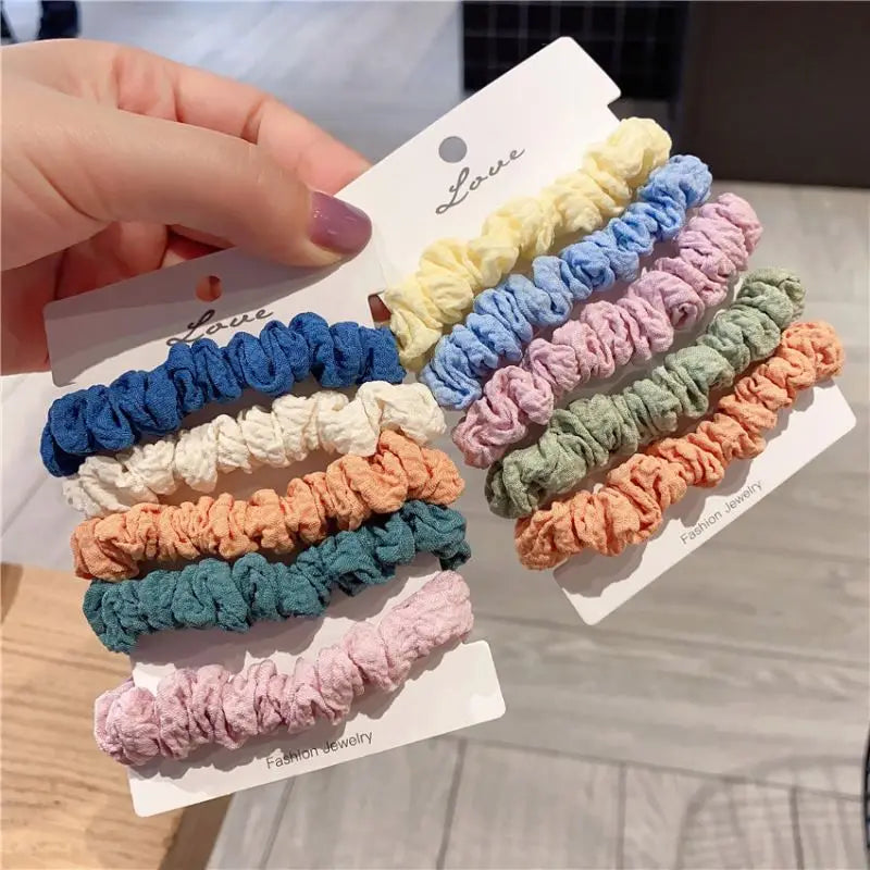 2022 INS Trend Kids Small Colorful Hair Rope 5pcs/pack Mini Hair Ties Set Ponytail Holder Hair Band Scrunchy