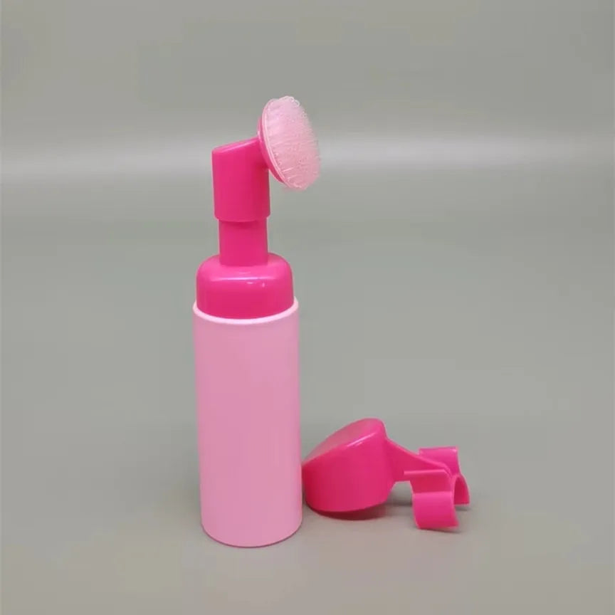 Pink Powder Plastic Face Wash Foam Pump Bottle 100ml/120ml/150ml/200ml Facial Care Cosmetic Packaging Brush MOQ 100pcs PP