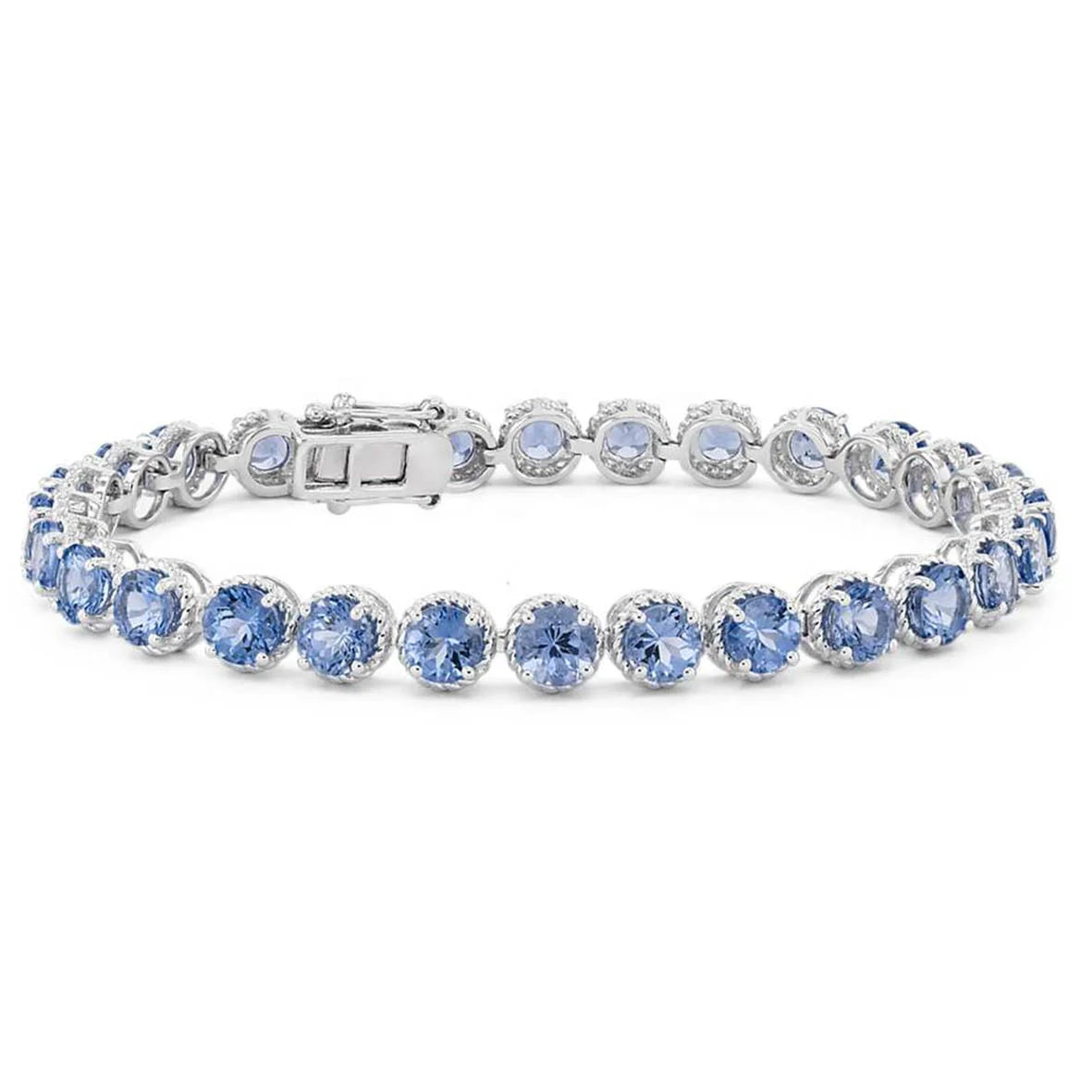 New Fashion 925 Sterling Silver Round Cut 5mm Tanzanite Rope Bracelet Gold & Rhodium Plated for Gift Party Christian Religious