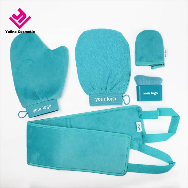 Customized Logo Self Tanning Mitt Application Kit Waterproof Sunless Velvet Exfoliating Mitts With Thumb