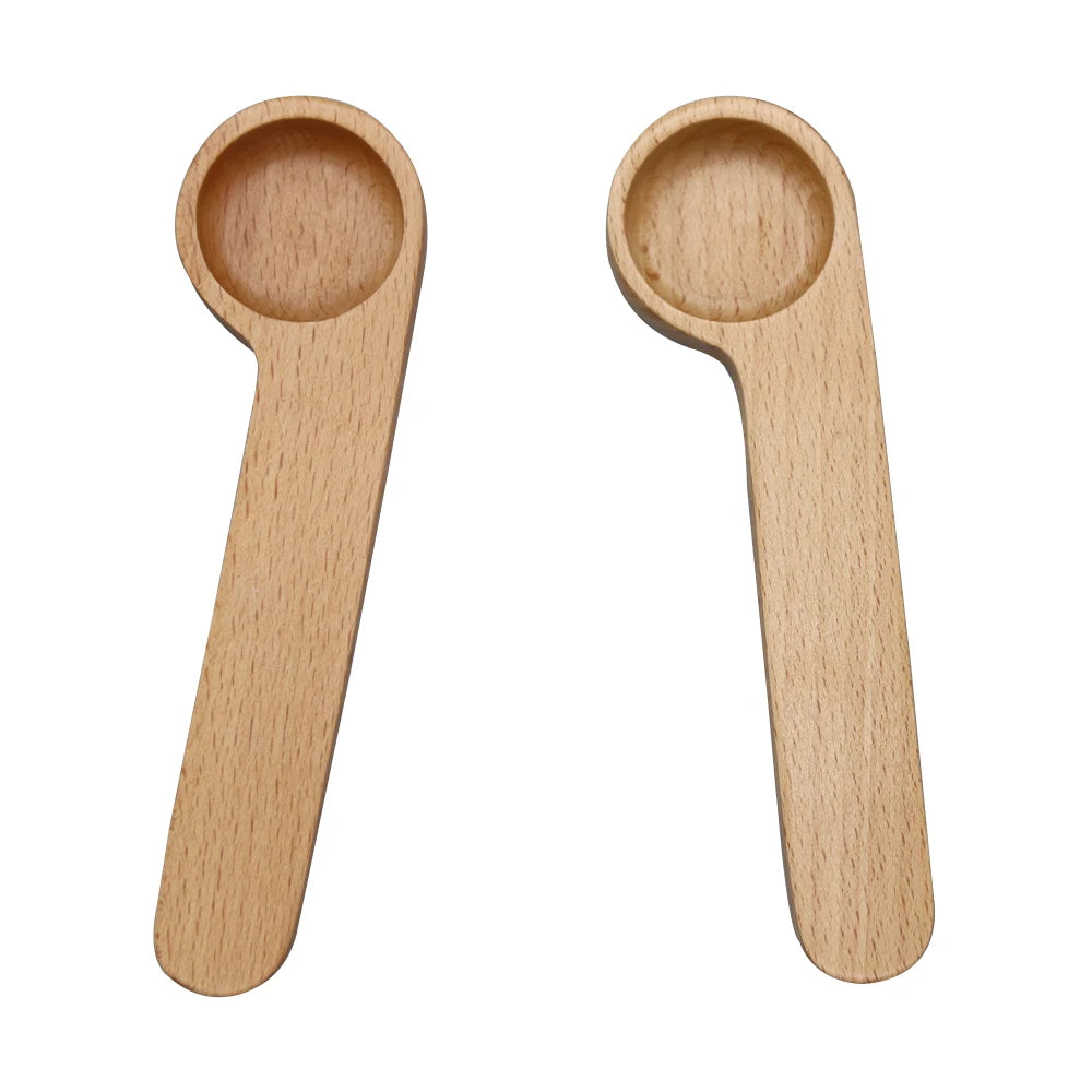 Tailai Wooden Coffee Spoon 2 in 1 Sealing Clip New Style Wood Coffee Spoon Clips and Scoop for Bag Food Sealing Non-slip A.
